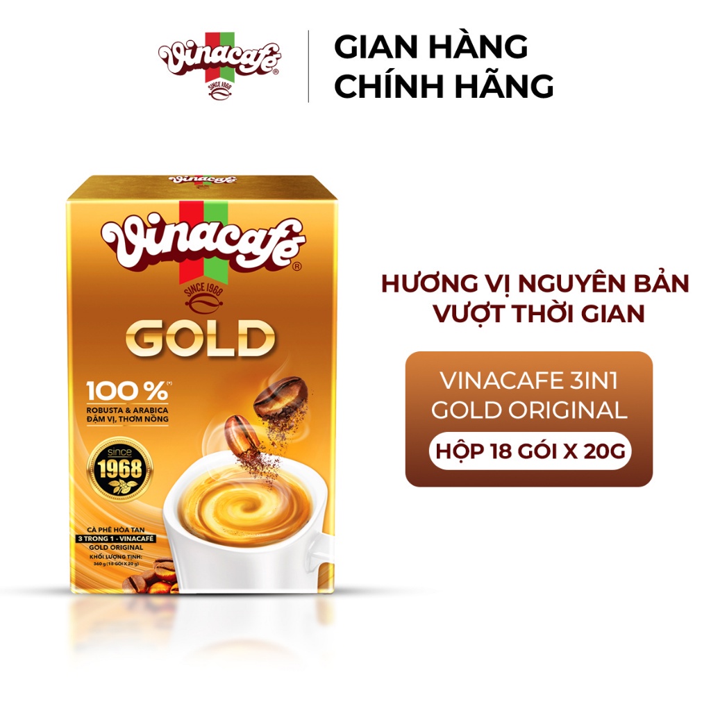 Cà Phê VCF 3in1 Gold Original - Hộp 18 gói x 20g