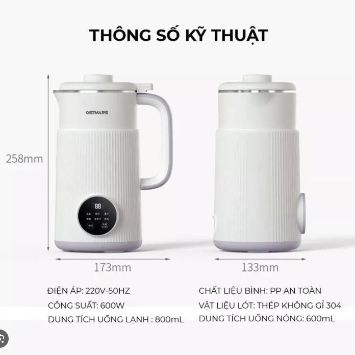 Máy Làm Sữa Hạt Mini, Máy Nấu Sữa Hạt 800ml - 8 Chức Năng Xay Nấu Tiện Lợi BH 12 Tháng