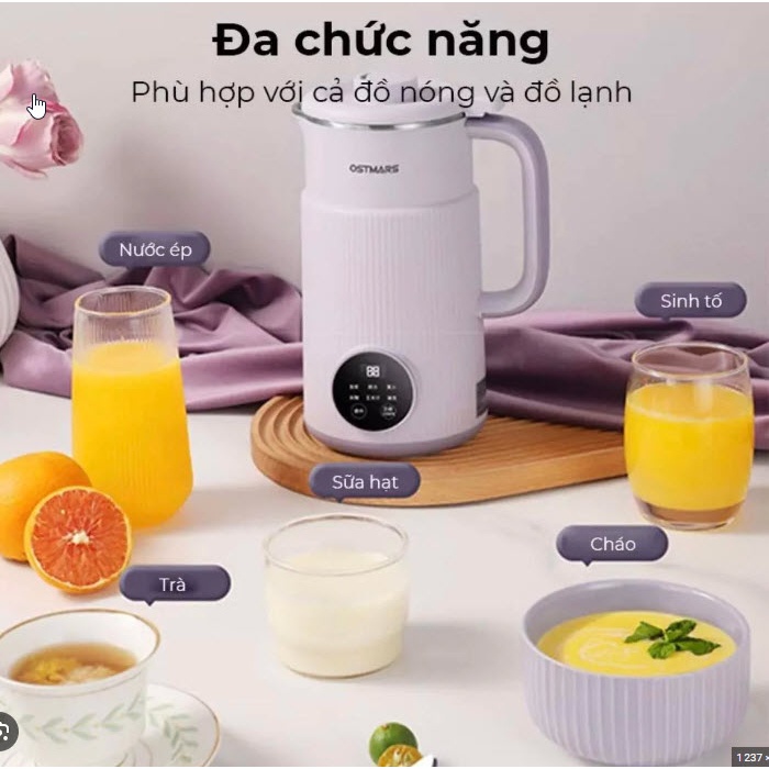 Máy Làm Sữa Hạt Mini, Máy Nấu Sữa Hạt 800ml - 8 Chức Năng Xay Nấu Tiện Lợi BH 12 Tháng