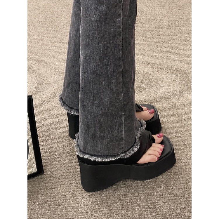 Xăng đan Đế Dày Hở Ngón Thời Trang Mùa Hè 2023 Phong Cách Retro Cho Nữ