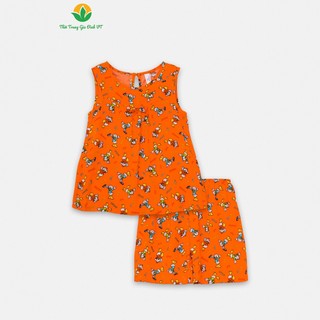 Bộ lanh mặc nhà bé gái quần đùi áo sát nách - Chất liệu mát, thoải mái - Thời trang gia đình VT B62.2107