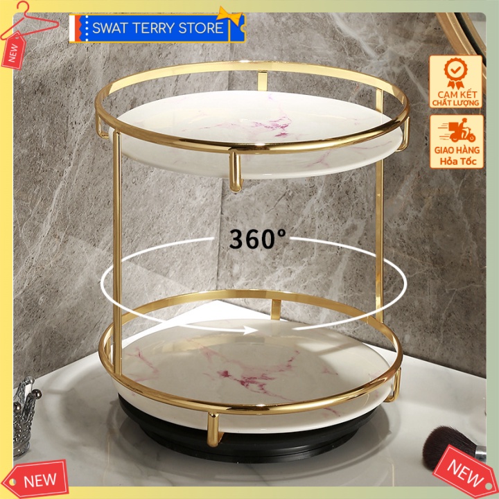 Kệ mỹ phẩm 2 tầng xoay Rotation Food Storage Container Cosmetic Storage Home Decor