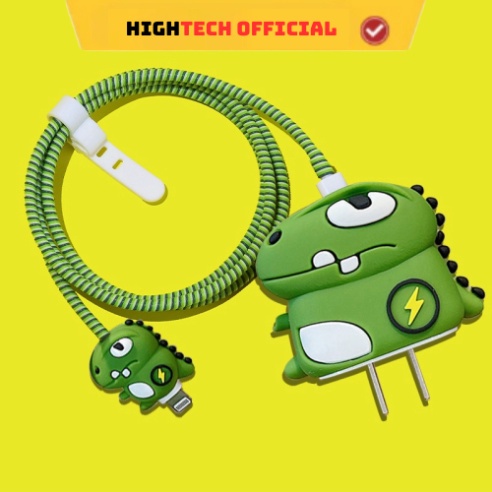 Bộ bảo vệ cáp và củ sạc bằng silicon hình hoạt họa dễ thương cho bộ sạc- TECHHIGH