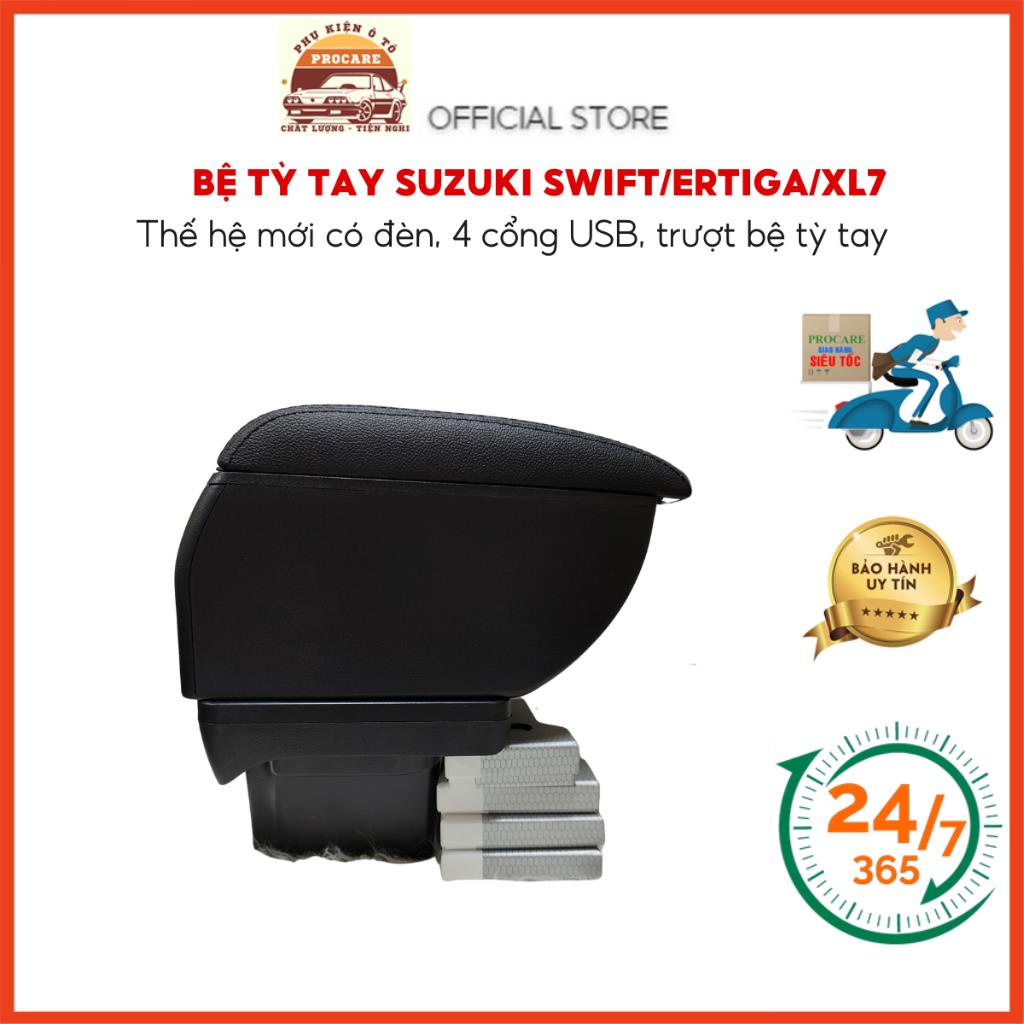 Bệ tỳ tay SWIFT/ERTIGA/XL7 chínhh hãng , thế hệ mới có đèn , 4 cổng USB