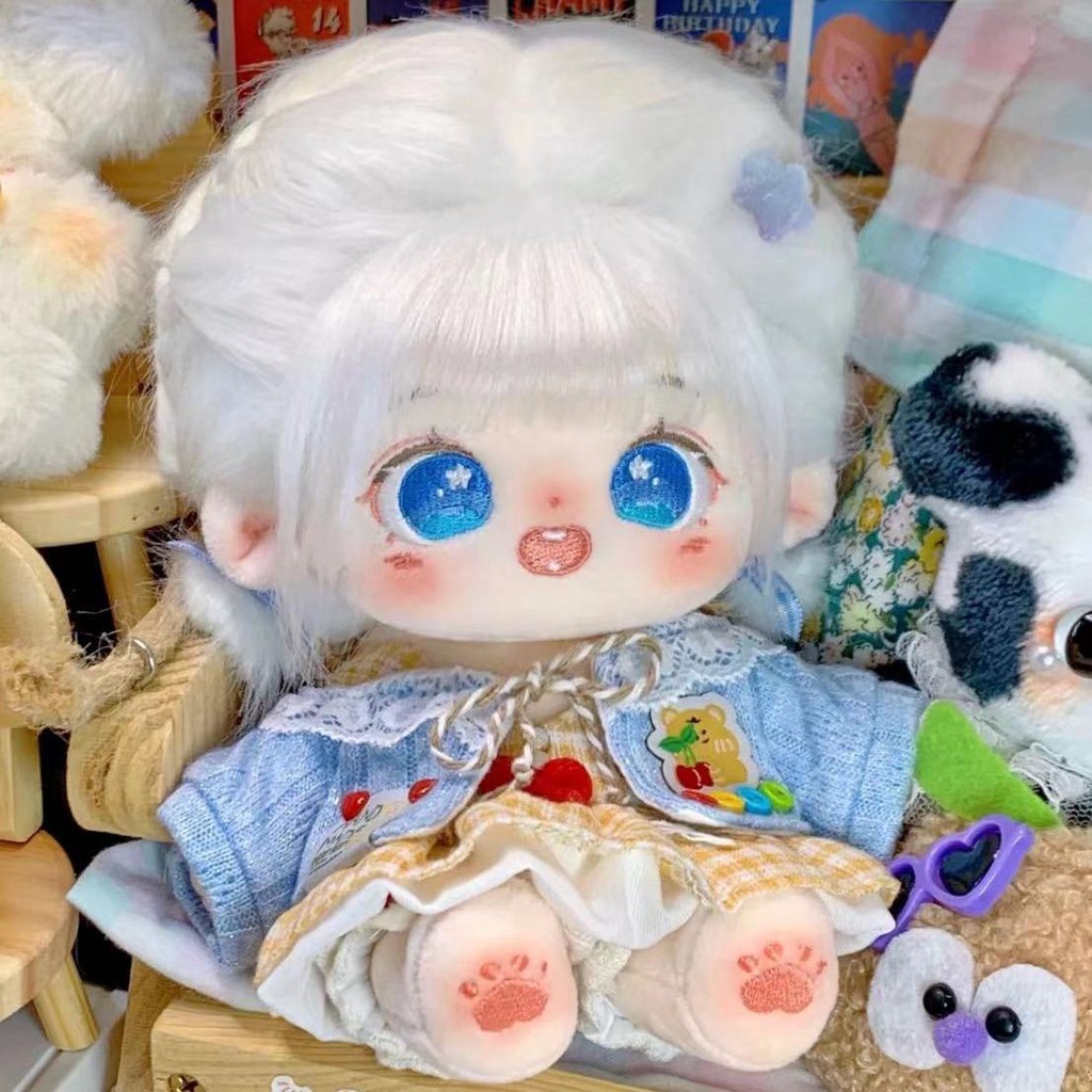 Búp Bê Nhồi Bông Hình Người Bằng Vải Cotton 20cm Có Thể Thay Đổi Kèm Quần Áo Dễ Thương Cho Bạn Gái