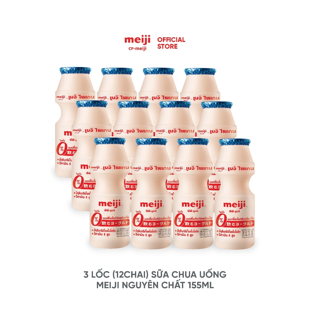 Sữa Chua Uống Meiji Nhật vị nguyên chất 155ml - Combo 3 lốc