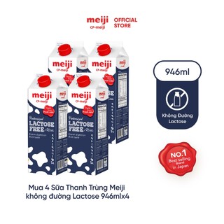  Sữa Tươi Thanh Trùng Meiji Nhật không đường sữa Lactose vị ngọt tự nhiên - Lốc 4 hộp 