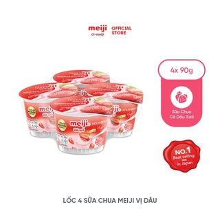 Sữa Chua Meiji Nhật vị dâu 90g - Lốc 4 hộp