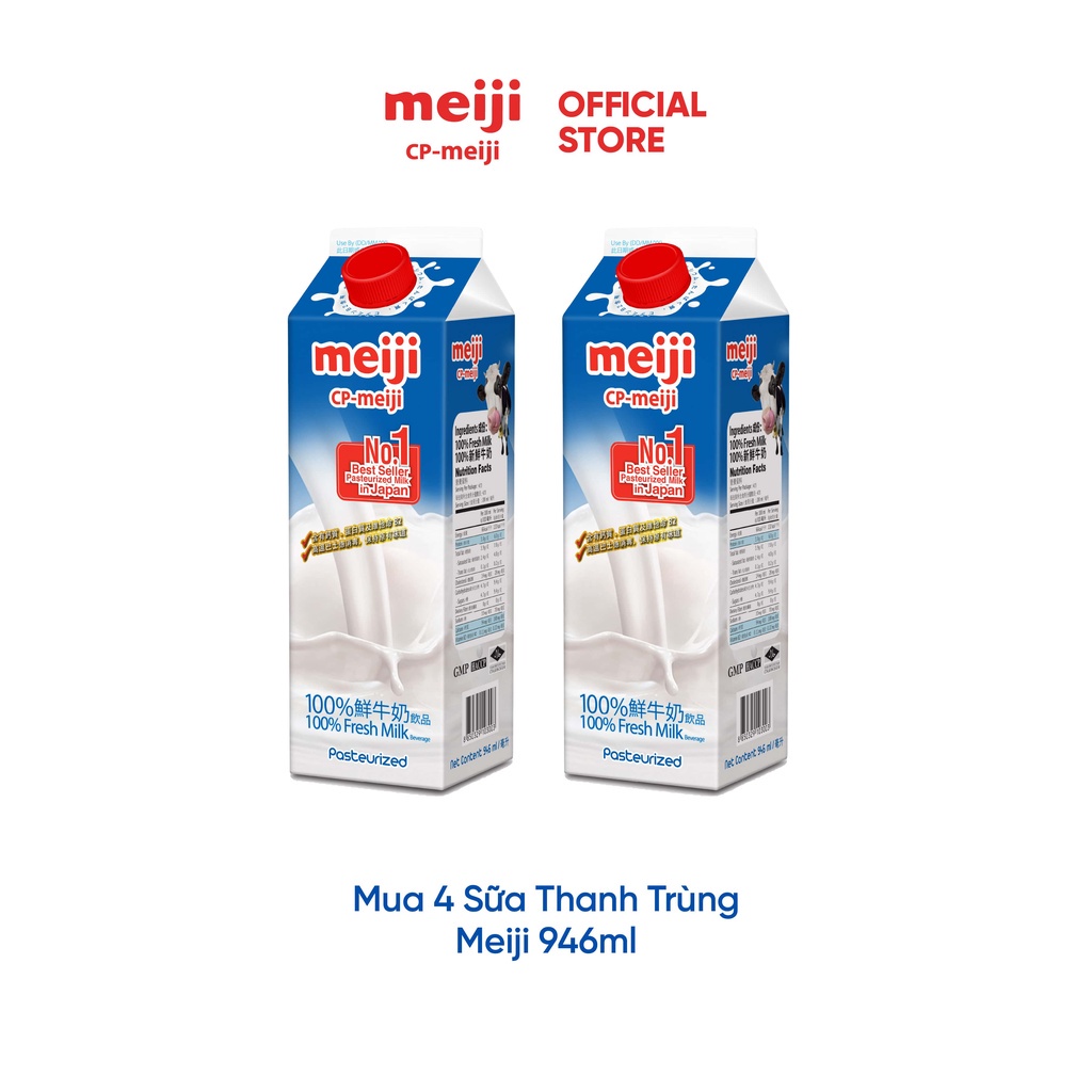 Sữa Tươi Thanh Trùng Meiji Nhật vị nguyên chất 946ml - Combo 2 hộp