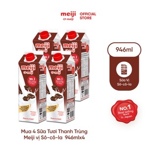 Sữa tươi thanh trùng meiji nhật vị sô-cô-la 946ml - lốc 4 hộp