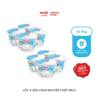 Sữa chua Meiji Nhật vị nguyên chất, ngọt tự nhiên, bổ sung canxi và vitamin 90g - Lốc 8 hộp