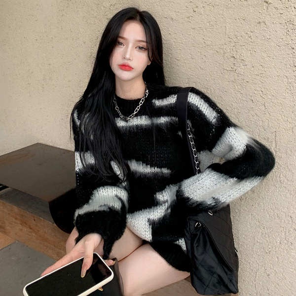 Thời trang 2023 áo len rộng rãi dệt kim thu đông