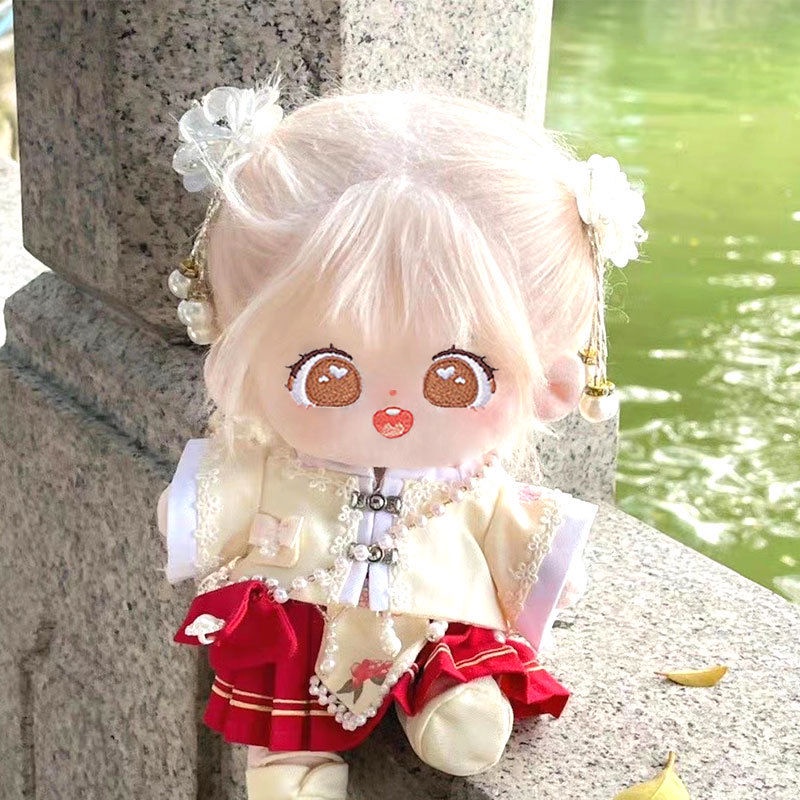 Búp Bê Nhồi Bông Hình Người Bằng Vải Cotton 20cm Có Thể Thay Đổi Kèm Quần Áo Dễ Thương Cho Bạn Gái