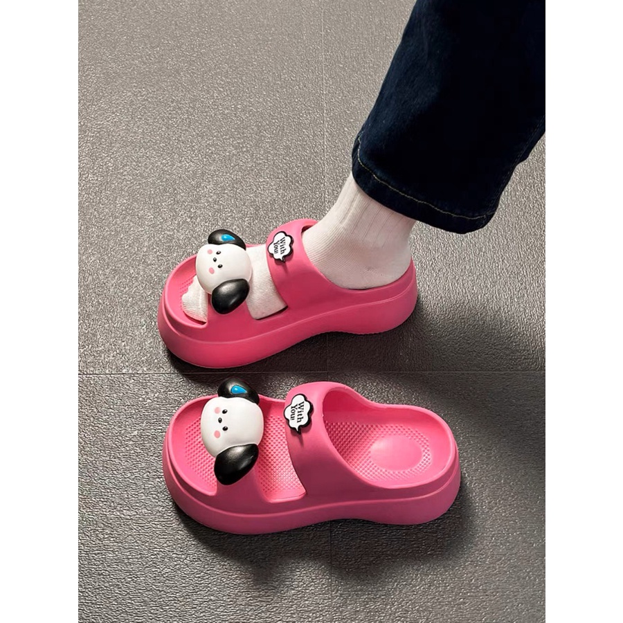 Dép nữ độn đế gần 7cm hình gấu tai to mẫu mới