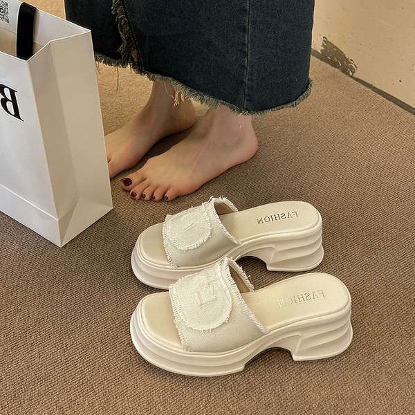 Mới Dép Quai Ngang Vải canvas Đế Dày Thời Trang