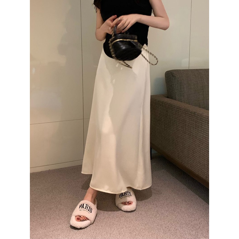 Jiashucheng Chân Váy Satin Lưng Cao Dáng Ôm Phong Cách Hàn Quốc Thời Trang Mùa Hè Cho Nữ
