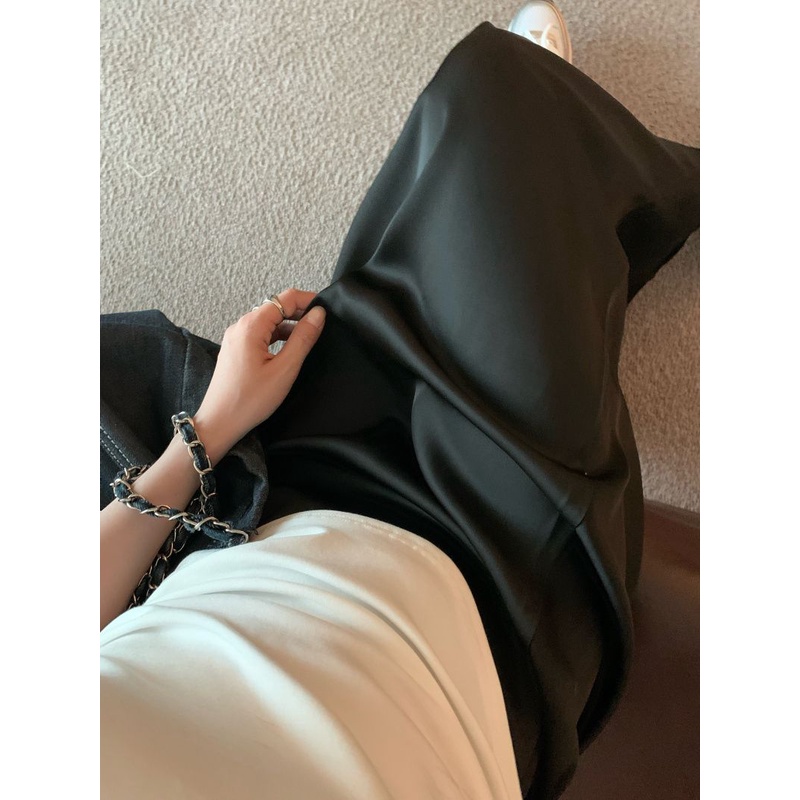 Jiashucheng Chân Váy Satin Lưng Cao Dáng Ôm Phong Cách Hàn Quốc Thời Trang Mùa Hè Cho Nữ