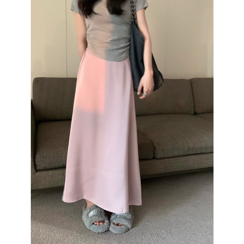 Jiashucheng Chân Váy Satin Lưng Cao Dáng Ôm Phong Cách Hàn Quốc Thời Trang Mùa Hè Cho Nữ