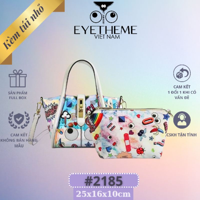 【 EYETHEME 】Túi Quai Xách Đeo Chéo Kèm Túi Nhỏ Họa Tiết Eyetheme Dễ Thương 2185H