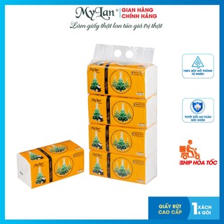 Lốc 4 gói, giấy rút cao cấp mylan gấu thông 3 lớp, 540 tờ/gói