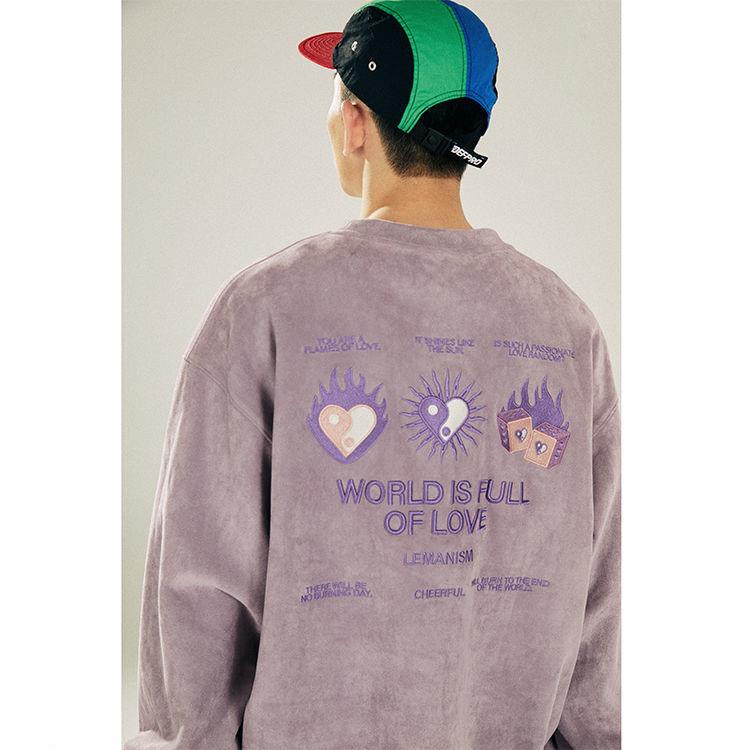 Áo Sweater Cổ Tròn Tay Dài Dáng Rộng Thêu Họa Tiết Phong Cách Retro Mỹ 2023 Cho Nam Nữ
