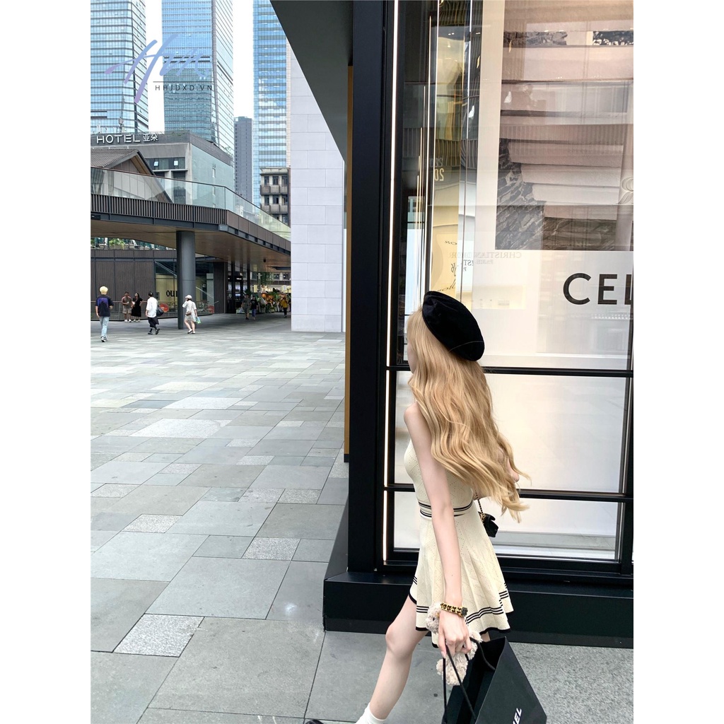 Bộ Áo Khoác Cardigan Dệt Kim + Đầm Xinh Xắn Theo Phong Cách Mùa Thu