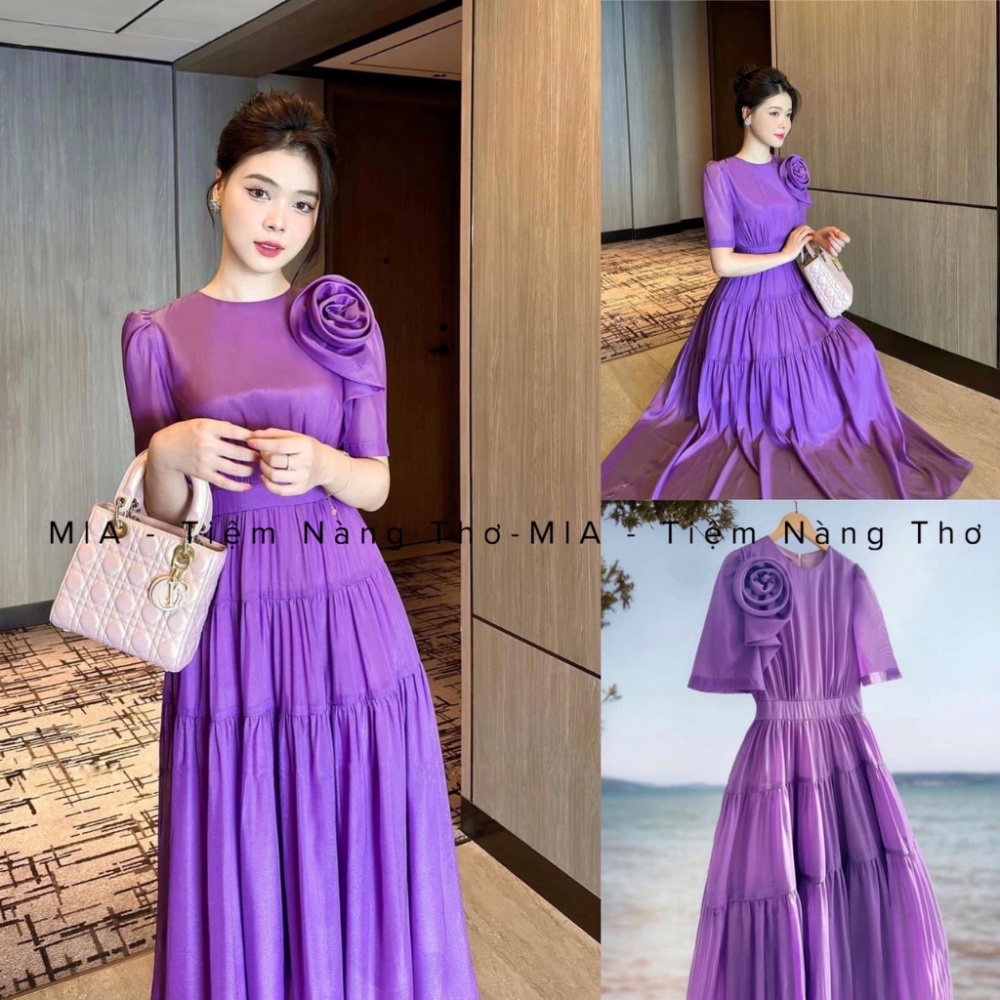 Váy hoa MAXI công chúa màu tím cực xinh tôn da, hách dáng mẫu hot 2023