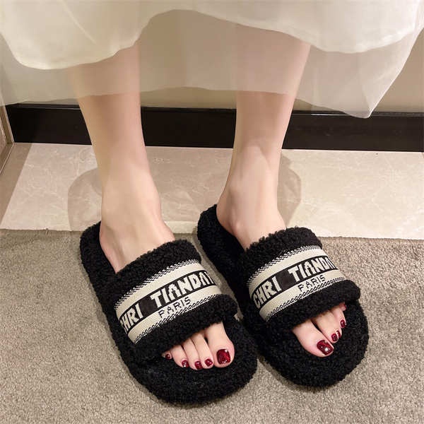 Dép Lông Nhung Đế Dày Chống Trượt Thời Trang 023 Dành Cho Nữ Lật