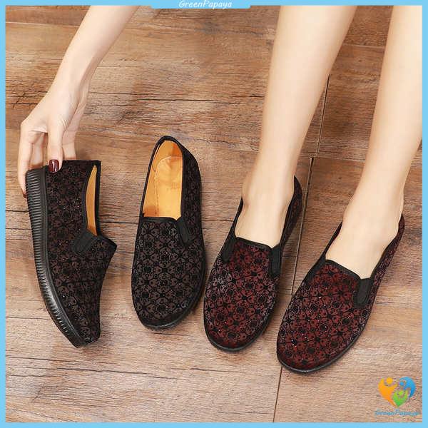 Giày Đế Mềm Chống Trượt Thiết Kế Đơn Giản Cho Người Lớn Tuổi