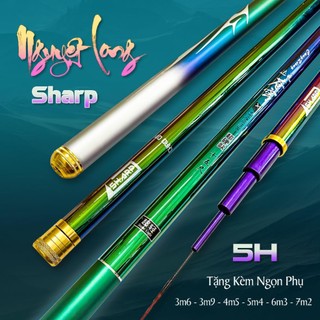 Cần câu đài câu đơn nguyệt long 5h cần câu tay carbon cao cấp