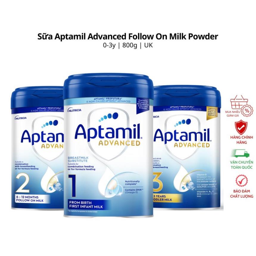 Sữa Aptamil Đức Bạc Pre,1,2,3 (Date 2024 Mẫu Mới) 800G Chính Hãng Giá Tốt