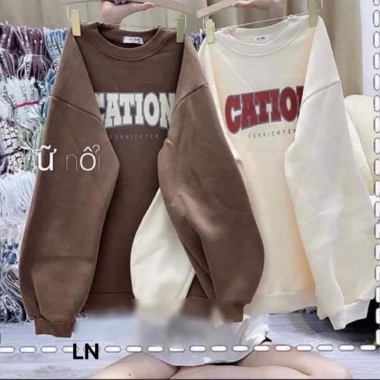Áo sweater tay bồng form rộng nam nữ unisex CATION