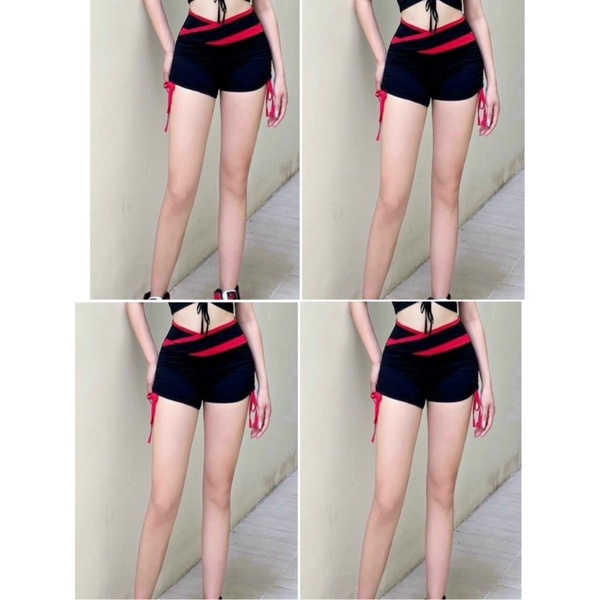 Quần đùi thể thao tập gym yoga chéo eo phối màu