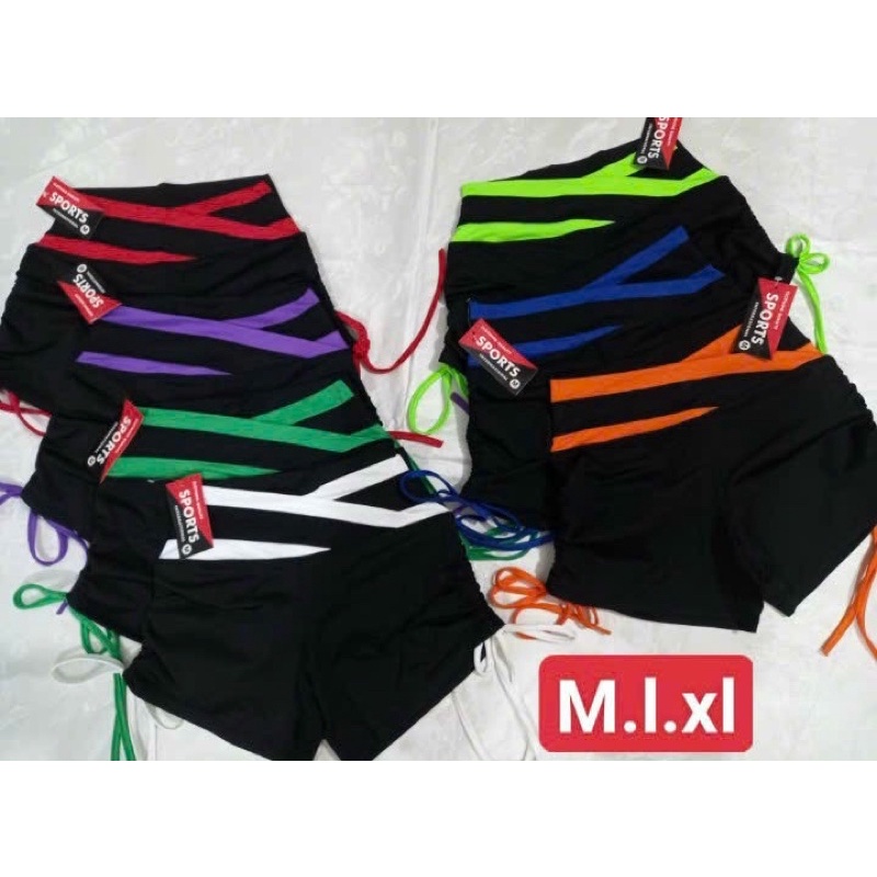 Quần đùi thể thao tập gym yoga chéo eo phối màu