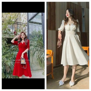 Đầm thời trang nữ đi tiệc đi chơi xếp ly ngực tay lỡ có mút ngực chất umi qc