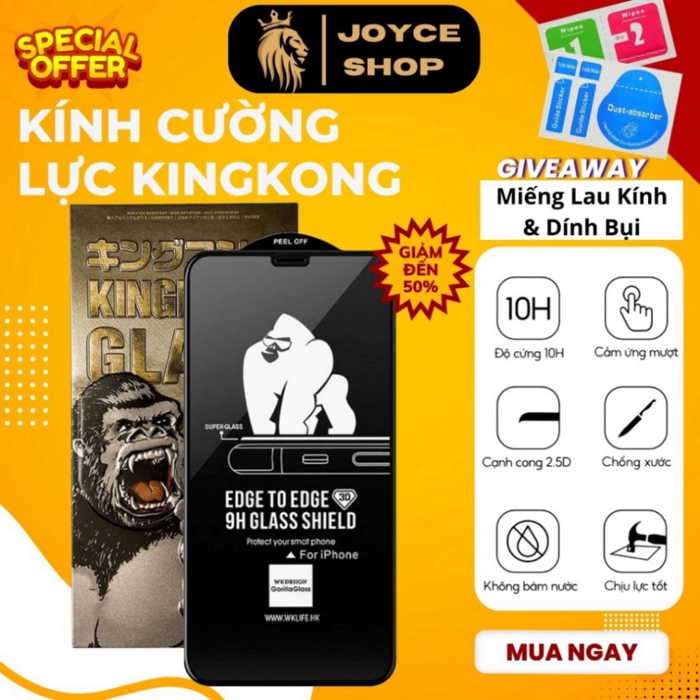 Kính cường lực iphone KingKong full màn 6/6s/6plus/6splus/7/8/7plus/8plus/x/xs/xsmax/11/12/13/14/pro/promax - ORIO