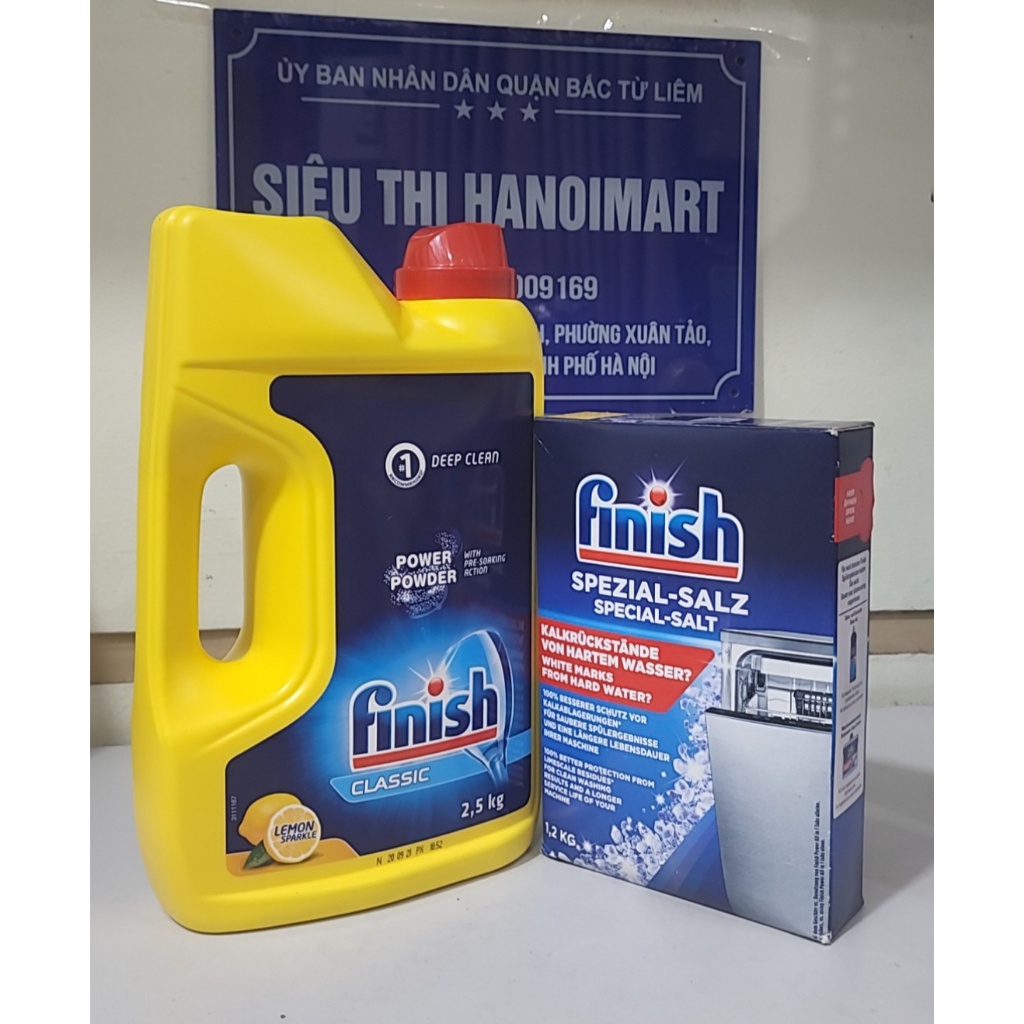 Combo Bột rửa bát Finish 2.5kg + Muối Finish 1.2kg