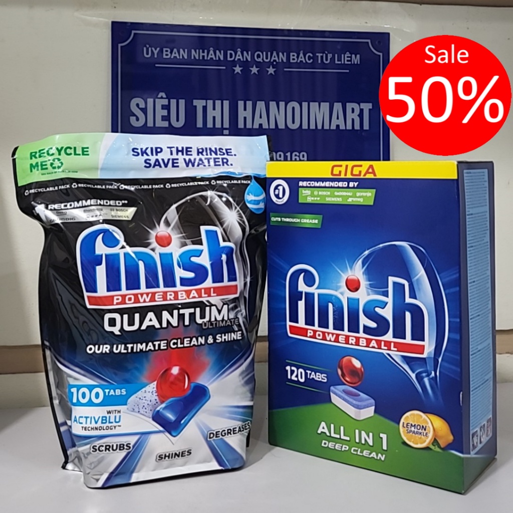 Viên rửa bát finish Quantum Ultimate 100 viên, 120 viên finish all in 1, 60 viên finish quantum max, 110 viên, 90 viên