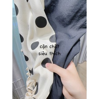 Set áo bèo chấm bi quần  đen