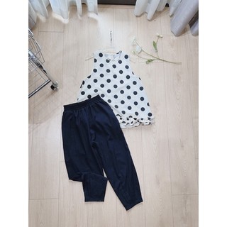 Set áo bèo chấm bi quần  đen