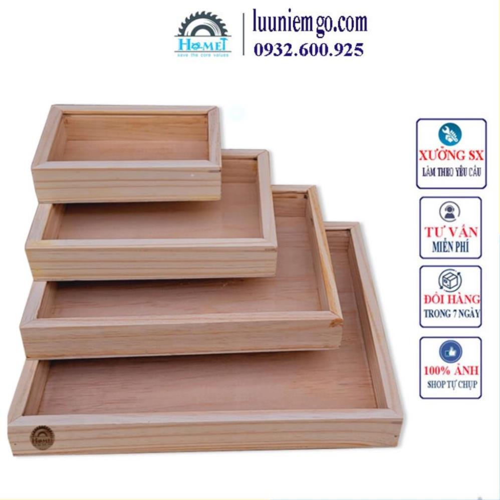 Hộp gỗ mặt kính  - Nắp trượt cao 6cm -  Nhiều Size. Hộp gỗ đựng trang sức hộp gỗ đựng đồ đẹp .