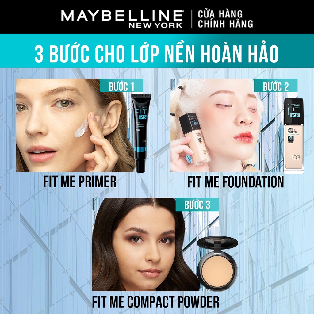 Phấn Nền Kiềm Dầu Chống Nắng 16H SPF32 Mịn Lì Fit Me Maybelline New York Compact 6g