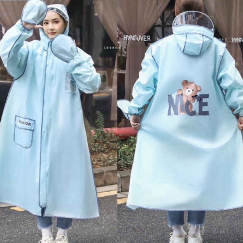 Áo mưa thời trang có khoá kéo tiện lợi hình gấu Nice thiết kế mới nhất - Áo Mưa Đi Xe Máy 1 Người Mẫu Mới 2023