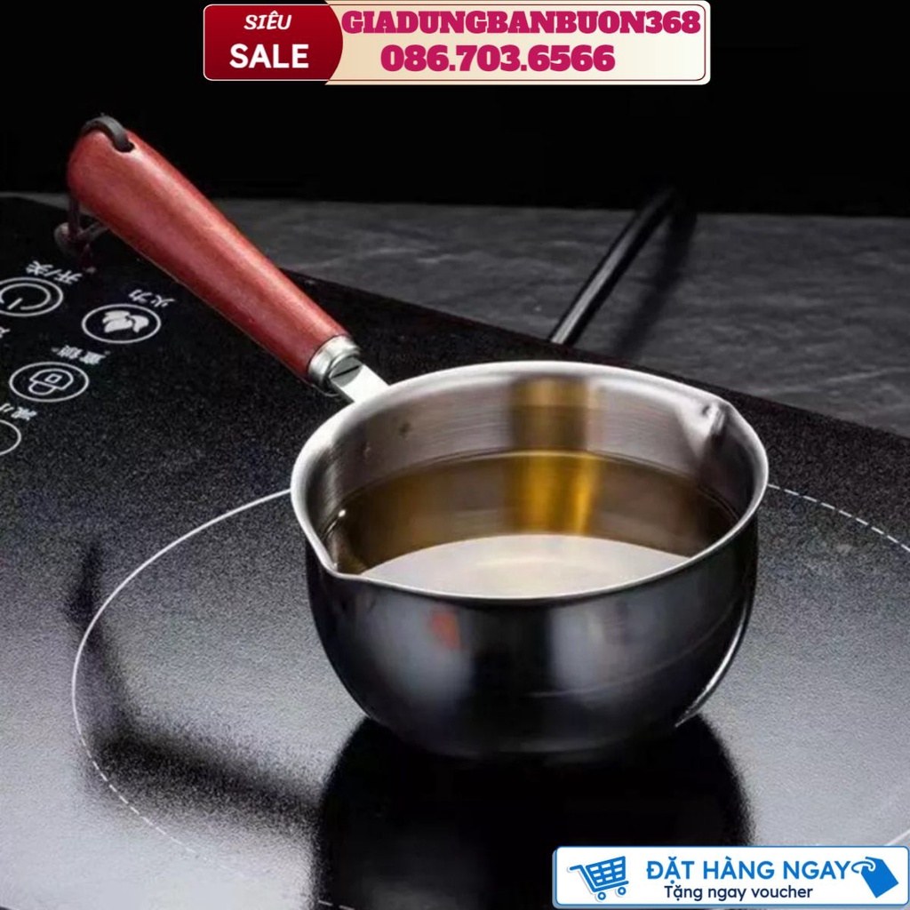 Nồi Nấu Chảy Sữa Nấu Mì Bằng Inox Chống Dính Cỡ Nhỏ Chuyên Dùng A.le