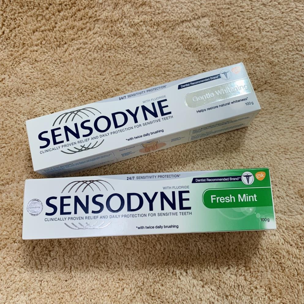 Combo Kem đánh răng Sensodyne Gentle Whitening và Kem đáng răng Sensodyne Fresh Mint 100g Hàng chuẩn