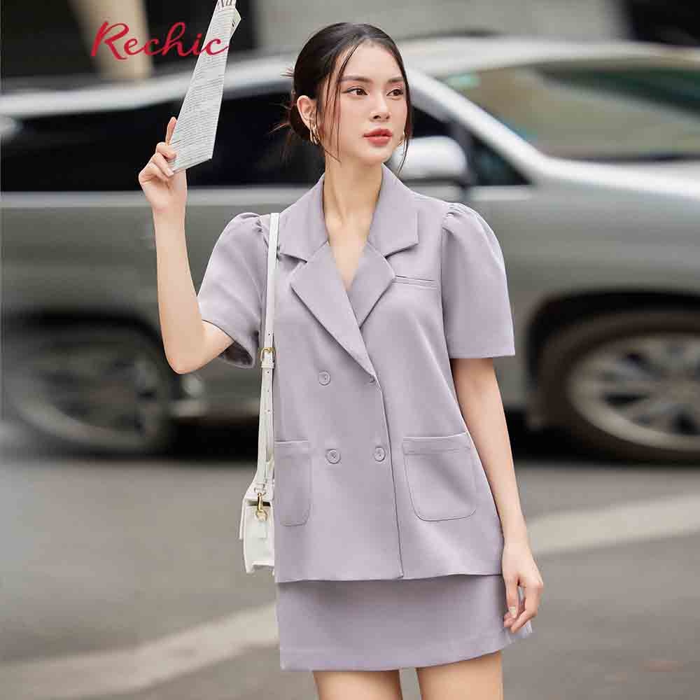 [Mã FATRENDAUG giảm đến 30k tối đa 99k] RECHIC Áo blazer nữ tay ngắn Bae Vest cơ bản công sở trẻ trung năng động
