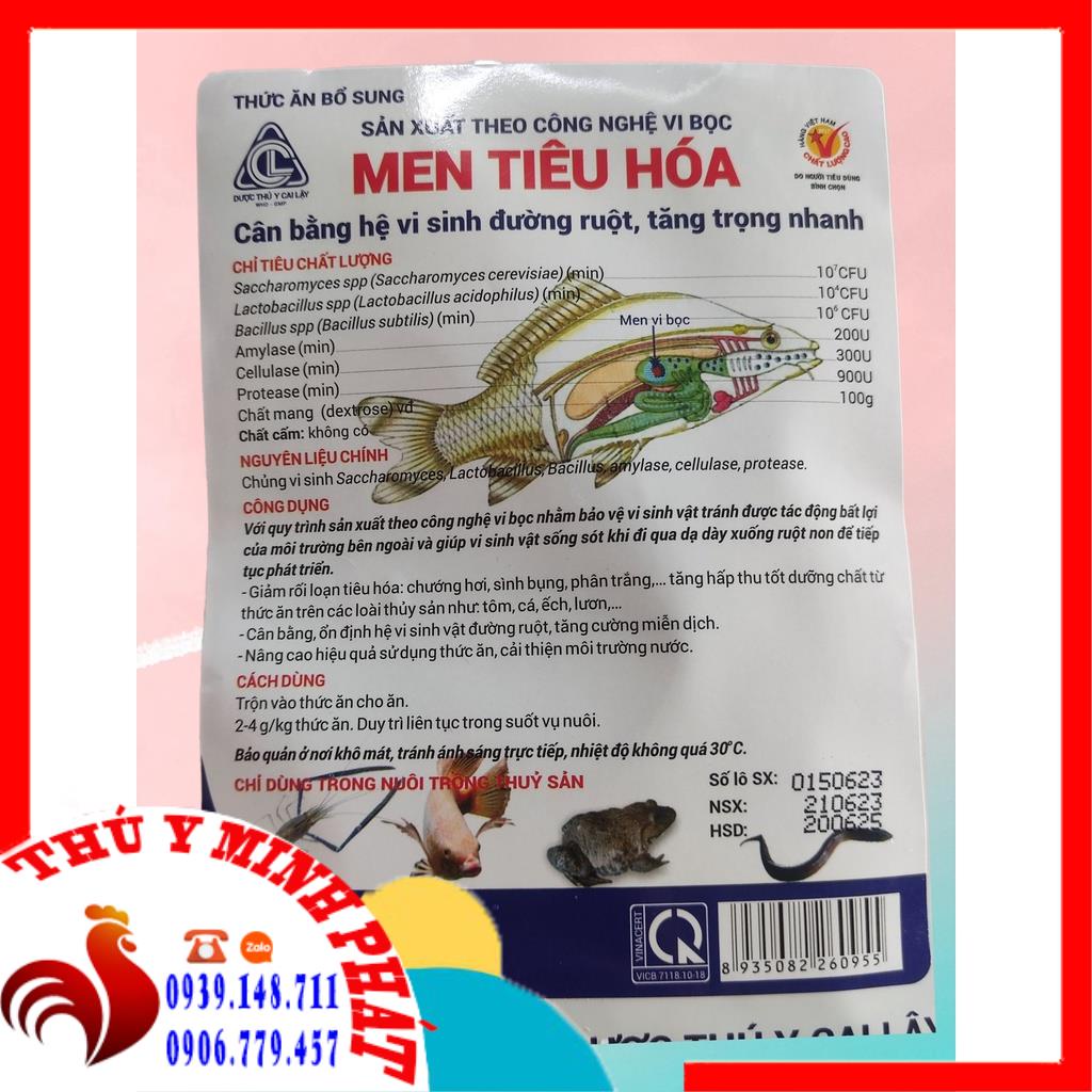 Men tiêu hóa cho cá, men tiêu hóa cho ốc, ếch , lươn gói 100g