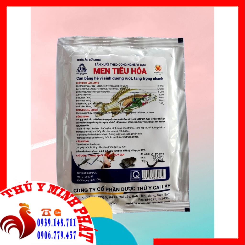 Men tiêu hóa cho cá, men tiêu hóa cho ốc, ếch , lươn gói 100g