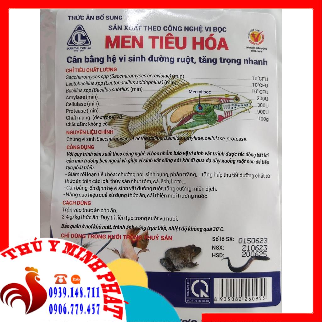 Men tiêu hóa cho cá, men tiêu hóa cho ốc, ếch , lươn gói 100g