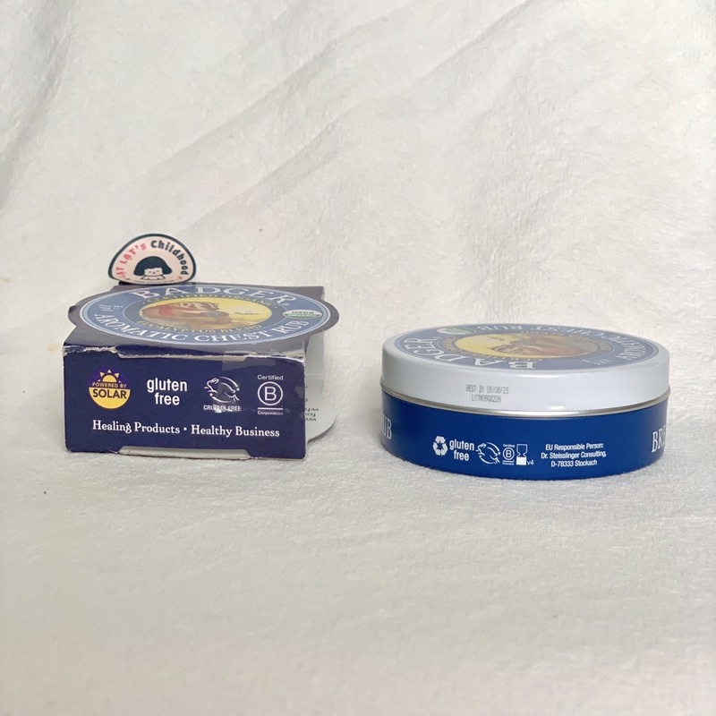 Sáp dầu ấm ngực hữu cơ BADGER organic Chest Rub balm - giảm ho nghẹt mũi an toàn cho em bé, trẻ sơ sinh 56gr